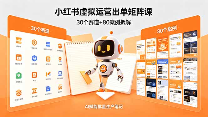 小红书虚拟运营出单矩阵课：30个赛道+80案例拆解，AI赋能批量生产笔记-飞驰网创