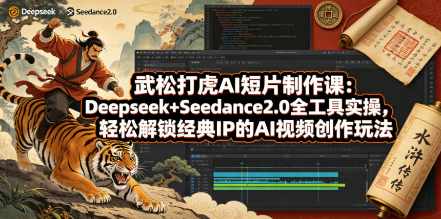 武松打虎AI短片制作课：Deepseek+Seedance2.0全工具实操，轻松解锁经典IP的AI视频创作玩法-飞驰网创