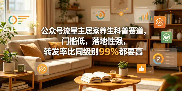 公众号流量主居家养生科普赛道，门槛低，落地性强，转发率比同级别99％都要高-轻创终点站