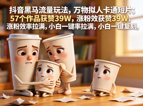 抖音黑马流量玩法，万物拟人卡通短片，57个作品获赞39W，涨粉效率拉满，小白一键复刻，保姆级拆解-安小熙网创平台