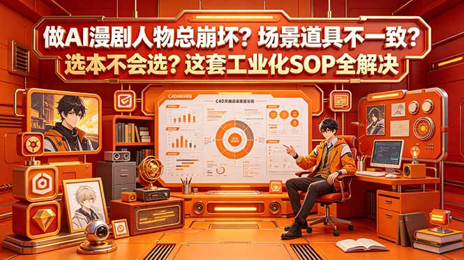 做AI漫剧人物总崩坏？场景道具不一致？选本不会选？这套工业化SOP全解决 (更新-飞驰网创