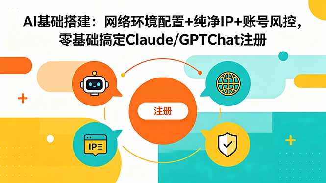 AI基础搭建：网络环境配置+纯净IP+账号风控，零基础搞定Claude/GPTChat注册-飞驰网创