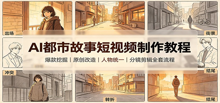 AI都市故事短视频制作教程：爆款挖掘原创改造，人物统一分镜剪辑全套流程-有点东西站