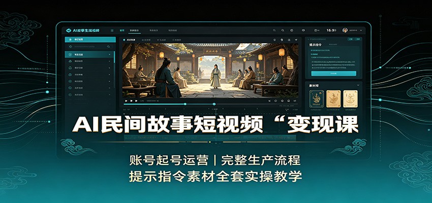 AI民间故事短视频变现课：账号起号运营，完整生产流程，提示指令素材全套实操教学-有点东西站