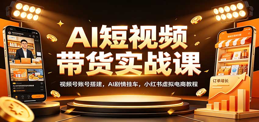 AI短视频带货实战课：视频号账号搭建，AI剧情挂车，小红书虚拟电商教程-细水创业邦