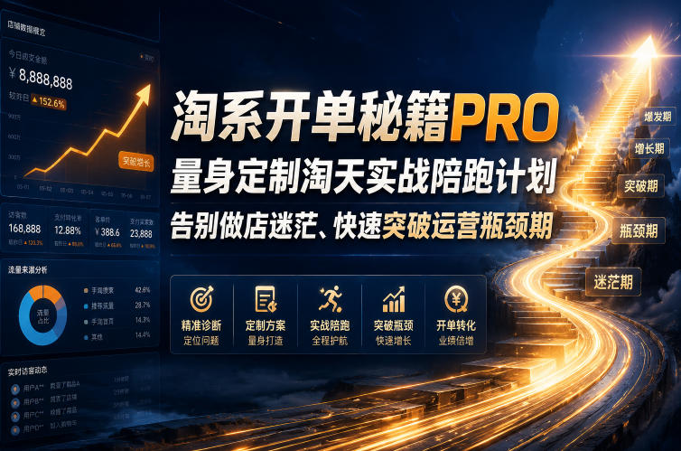 淘系开单秘籍PRO，量身定制淘天实战陪跑计划，告别做店迷茫、快速突破运营瓶颈期(更新260906)-Ai数字电商