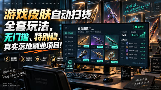 游戏皮肤自动扫货全套玩法，无门槛、特别稳，真实落地副业项目！【揭秘】-飞驰网创