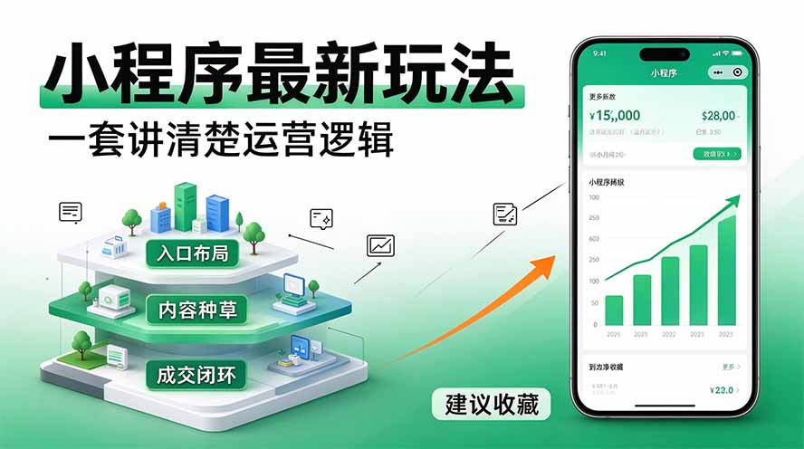 微信小程序最新玩法   四种收益来源，单日收入400+-垣曜资源