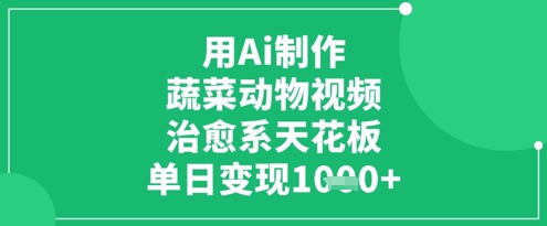 用Ai制作蔬菜动物视频，治愈系天花板，单日变现1k-轻创终点站