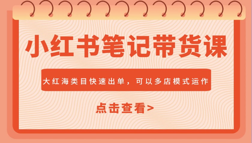 小红书笔记带货课，大红海类目快速出单，市场大，可以多店模式运作(更新)-轻创终点站
