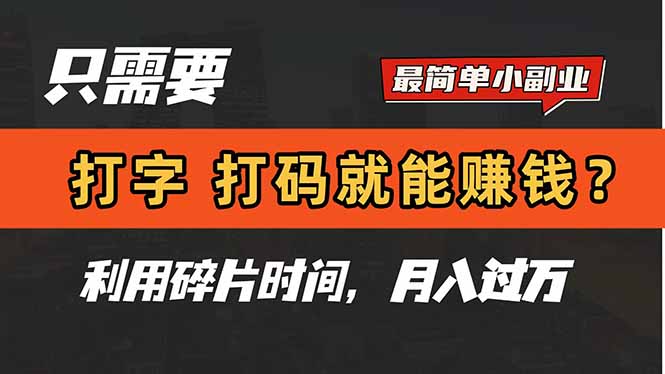 只需要打字，打码，就能赚钱？简单的赚钱小副业，利用碎片时间，月入过万|轻创终点站