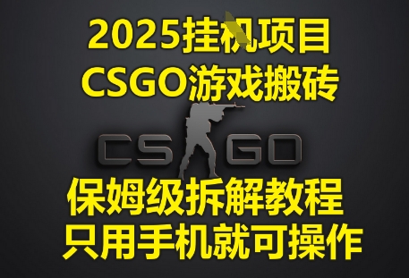 2025挂G项目，CSGO游戏搬砖，保姆级拆解教程，只用手机就可操作-网创星球