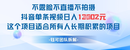 不露脸不直播不拍摄抖音单条视频日入1k+这个项目适合所有人长期积累的项目-网创星球