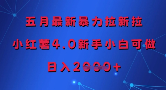 五月最新暴力拉新拉，小红薯4.0新手小白可做，日入多张-星舰联盟