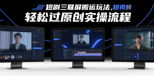 短剧三联屏搬运玩法，短剧搬运轻松过原创实操流程-网创星球