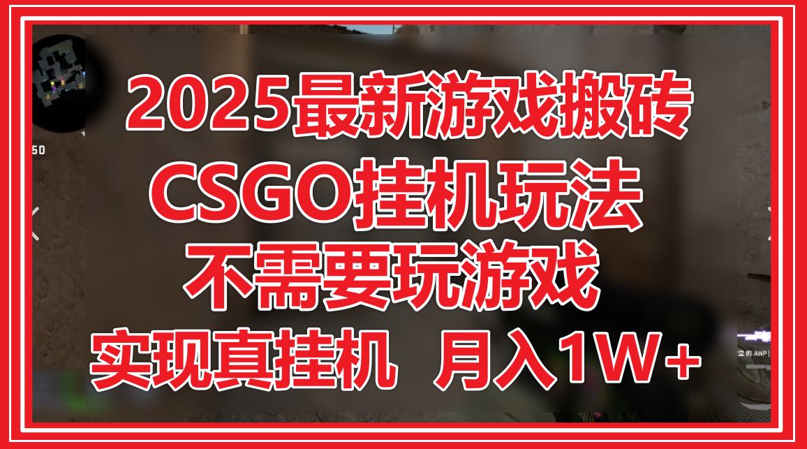 2025最新游戏搬砖，CSGO挂机，不需要玩游戏，实现真挂机，月入1W+-轻创终点站