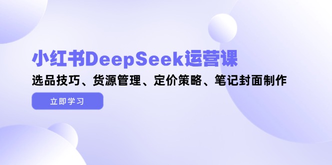 小红书DeepSeek运营课，选品技巧、货源管理、定价策略、笔记封面制作-轻创终点站