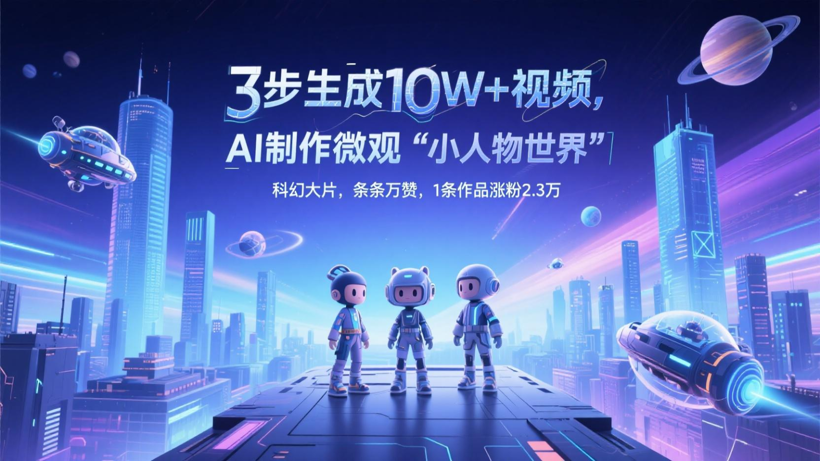 三步生成10W+视频，AI制作微观“小人物世界”科幻大片，条条万赞，1条作品涨粉2.3万-网创星球