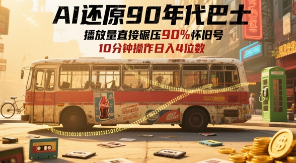 AI还原90年代巴士，一帧就让70后泪崩，播放量直接碾压90%怀旧号，每天操作十分钟，日入四位数-轻创终点站