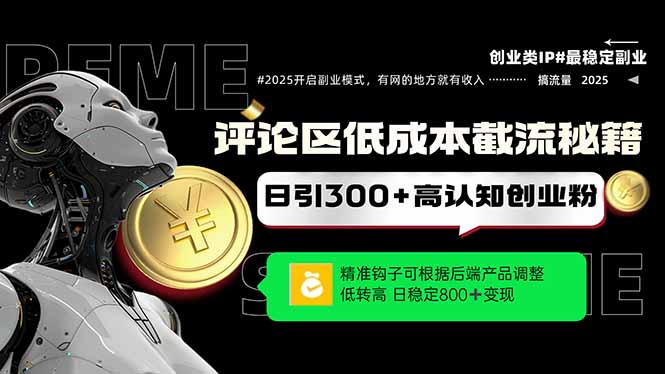 评论区低成本引流秘籍，精准钩子直击用户，单账号日增300+创业粉，日稳…-轻创终点站