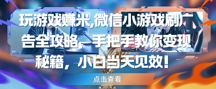 玩游戏挣米，微信小游戏刷广告全攻略，手把手教你变现秘籍，小白当天见效-星舰联盟