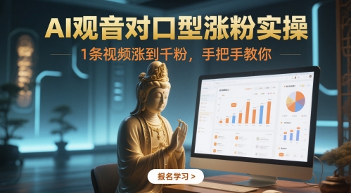 AI观音对口型涨粉实操，1条视频涨到千粉，手把手教你-星舰联盟