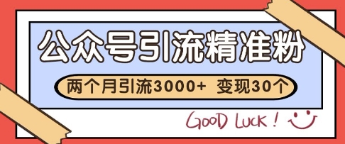 公众号精准粉引流玩法，2个月3000+精准粉，变现30个W-网创星球