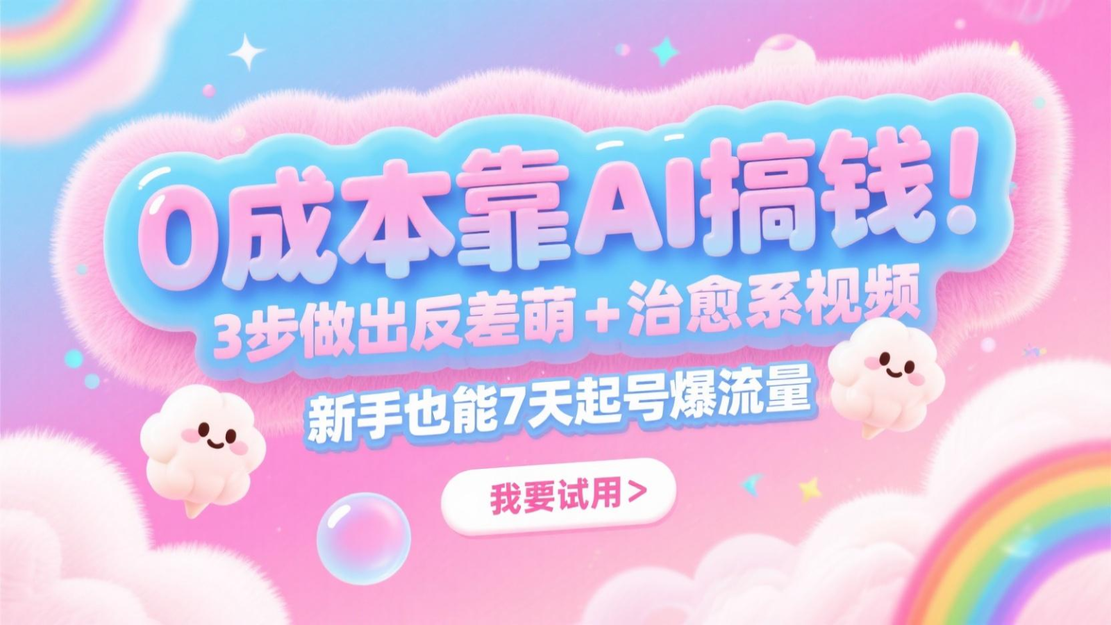 0成本靠AI搞钱！3步做出反差萌+治愈系视频，新手也能7天起号爆流量，月入5位数-网创星球
