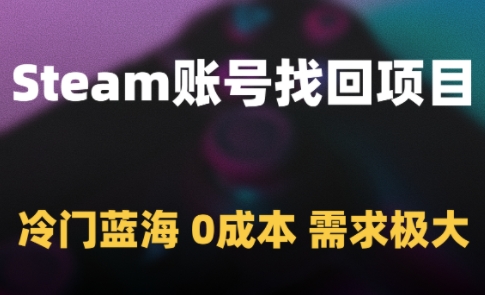 Steam账号找回项目，冷门蓝海，0成本，需求极大-网创星球