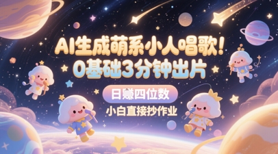 AI生成萌系小人唱歌，0基础3分钟出片，28个作品涨粉8.9W，单条最高19W赞，日入四位数，小白直接抄作业-星舰联盟