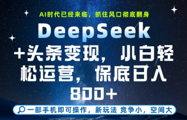 DeepSeek+头条变现，保姆级教学，小白轻松上手，日入8张+-青年云网创—高质量项目商城