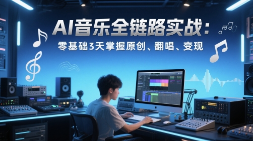 AI音乐全链路实战变现课：零基础3天掌握原创、翻唱、变现-星舰联盟
