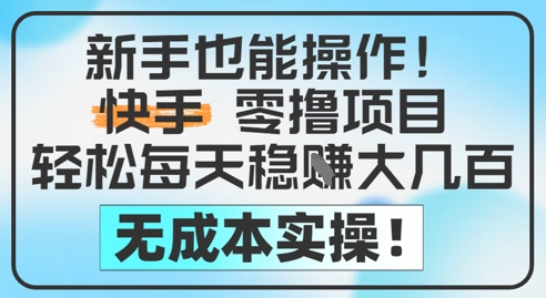 新手也能操作，快手零撸挣米，轻松每天挣2-5张，完全无成本-青年云网创—高质量项目商城