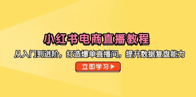 小红书电商直播教程，从入门到进阶，打造爆单直播间，提升数据复盘能力-青年云网创—高质量项目商城