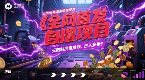 全网首发，2025年最新稳定暴力全自动自撸项目，无限制批量操作，日入多张-星舰联盟