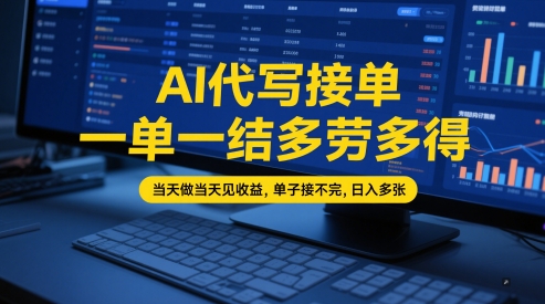 AI代写接单，一单一结多劳多得，当天做当天见收益，单子接不完，日入多张【全网最全实操课程】-青年云网创—高质量项目商城