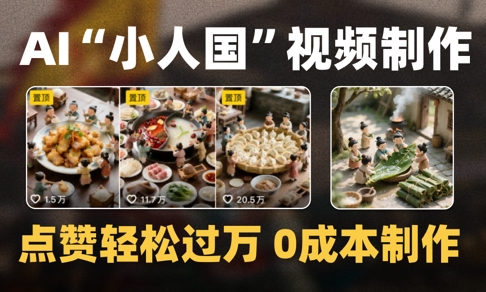 爆款1000W+播放微缩景观迷你小人国AI视频0成本制作全流程教学-青年云网创—高质量项目商城