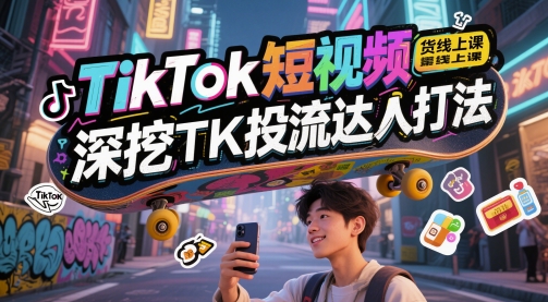 TikTok短视频带货线上课，深挖TK投流达人打法-青年云网创—高质量项目商城