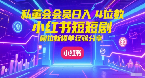 私董会会员日入4位数小红书红果短剧拉新爆单经验分享-小飞项目网
