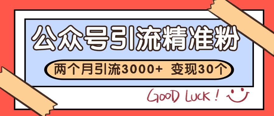 公众号精准粉引流玩法 2个月3000+精准粉 变现30万+-青年云网创—高质量项目商城