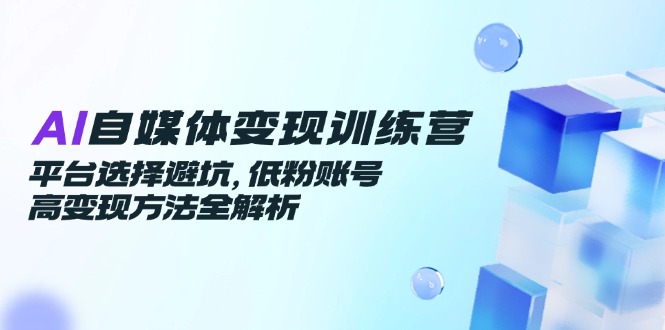 AI自媒体变现训练营，平台选择避坑，低粉账号高变现方法全解析-网创星球