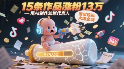 用AI制作幼崽代言人，宝宝的控诉火爆全网，15条作品涨粉13W，单号月入5位数实操教程-青年云网创—高质量项目商城