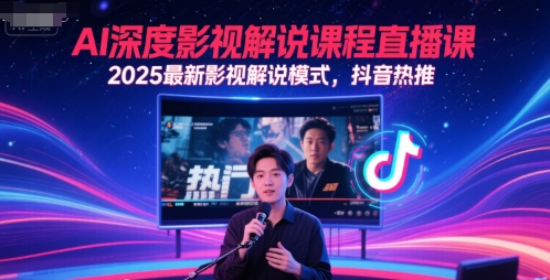 AI深度影视解说课程直播课，2025最新影视解说模式，抖音热推-网创星球