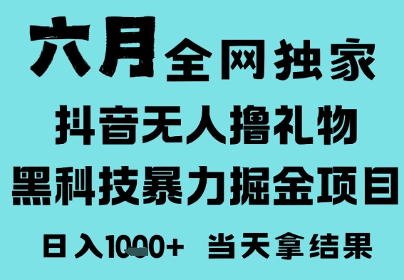25年6月高爆抖音无人直播最新撸音浪掘金项目，门槛低小白可做，无脑日入1k，可矩阵放大-青年云网创—高质量项目商城