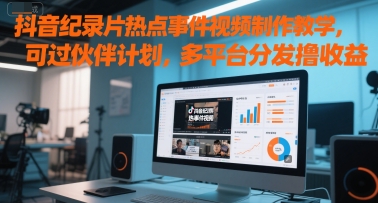 抖音纪录片热点事件视频制作教学，可过伙伴计划，多平台分发撸收益-星舰联盟