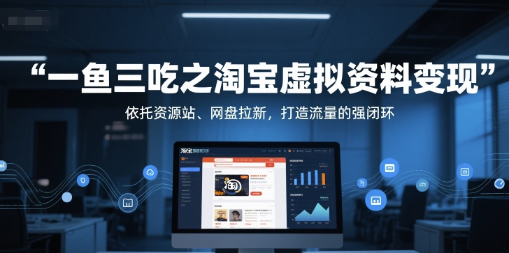 一鱼三吃之淘宝虚拟资料变现，依托资源站、网盘拉新，打造流量的强闭环-择笔创业网