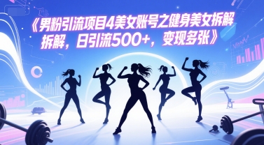 男粉引流项目4美女账号之健身美女拆解，日引流500+，变现多张-择笔创业网