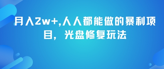 月入2w+，人人都能做的暴利项目，光盘修复玩法-择笔创业网