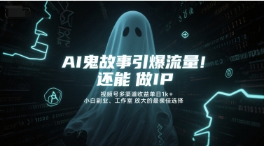 AI鬼故事引爆流量，还能做IP，视频号多渠道收益单日1k+，小白副业、工作室放大的最佳选择-择笔创业网
