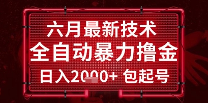 六月最新技术全自动暴力撸金，稳定日入2k+包起号，长期稳定-星球源码网